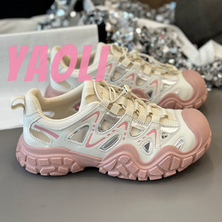 YAOLI Giày baotou rỗng xấu xí mới dành cho nữ tất cả các môn thể thao đế bệt thoáng khí giày bố
