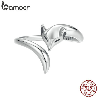 Bamoer 925 Sterling Sliver Mở Nhẫn Cáo Trang Sức Thời Trang Tinh Tế Quà Tặng Cho Nữ