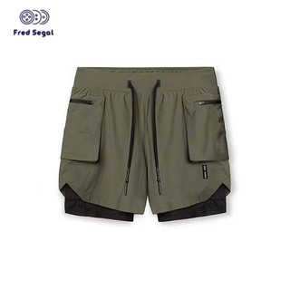 Men's Summer Workout Anti-Exposure Multi-Pocket Quick-Drying Breathable Double Layer Running Exercise Shorts Thin Five Points Basketball Shorts Rmax