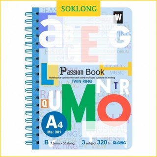 Tập vở A4 giấy 70gsm viết bài Klong 320 trang MS 901, sổ kẻ ngang lò xo kép sổ giáo án, ôn tập