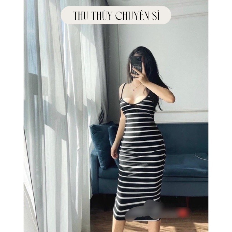 VÁY 2 DÂY LEN BODY KẺ