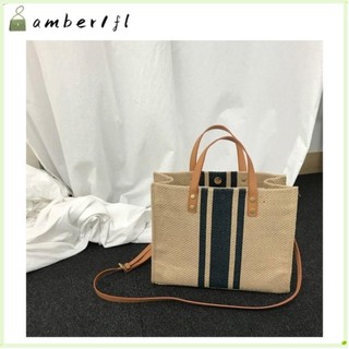 Túi Tote Sọc AMBER1, Túi Đeo Ngang Dung Tích Lớn, Túi Xách Di Động Vintage Vuông Kinh Doanh Sang Trọng Nữ