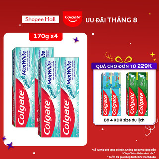 Bộ 4 Kem đánh răng Colgate MaxWhite tinh thể the mát, trắng răng trong 2 tuần