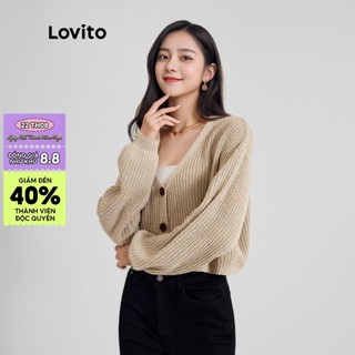 [Mã FADEP0706 giảm đến 30k đơn từ 99k] Lovito Áo len trơn có nút L21LT091 (Kaki)