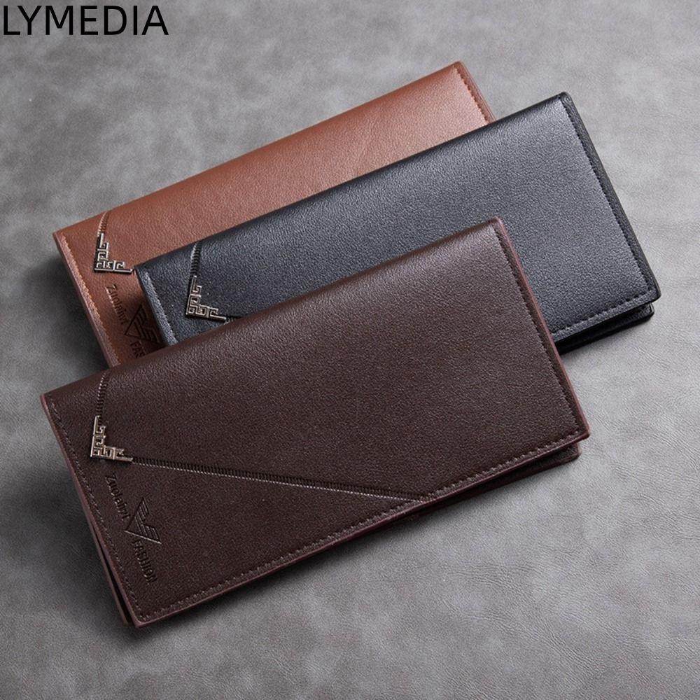LYMEDIA dài LYMEDIA, Hộp đựng thẻ mỏng bằng da PU, Ví nam sức chứa lớn bền bỉ