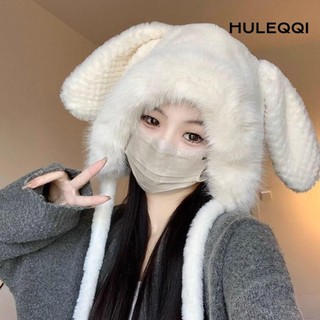 HULEQQI Mũ tai thỏ lớn ấm áp cho nữ