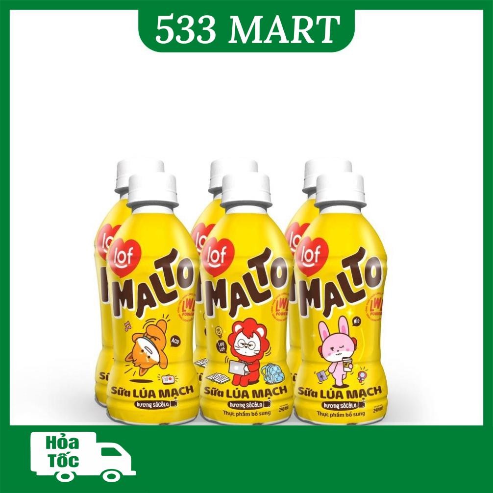 [LỐC 6 CHAI] Sữa Lúa Mạch Lof Malto hương Sô Cô La chai 240ml