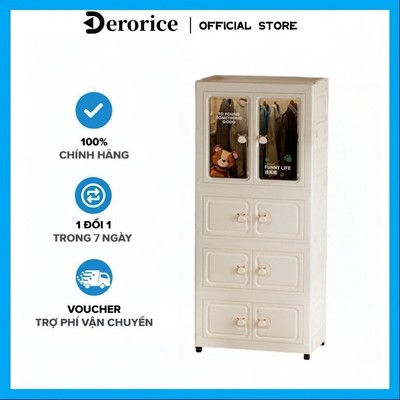 Derorice Tủ nhựa đựng đồ Chất liệu PP, Tủ đựng đồ dùng cho bé lượng lớn trên bánh xe，hộp đựng đồ chơi và sách，Không cần
