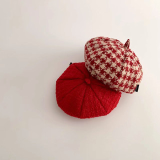  Mũ trẻ em thời trang Thu đông Phiên bản Hàn Quốc Mũ nồi chống gió lễ hội màu đỏ cho bé gái 
