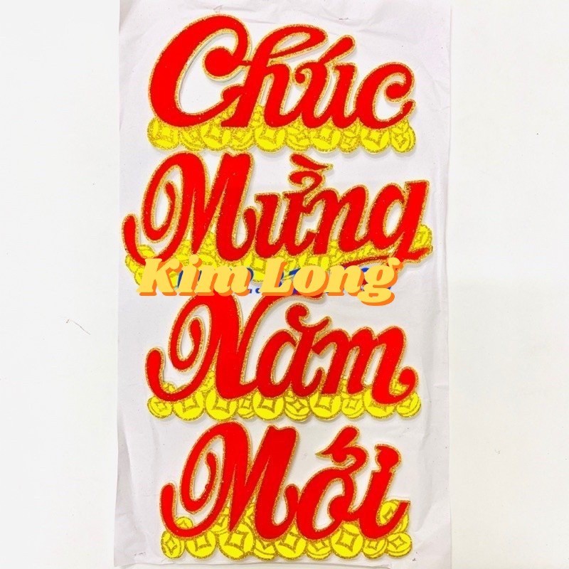Chữ dán CHÚC MỪNG NĂM MỚI MỪNG XUÂN BÍNH NGỌ HAPPY NEW YEAR 2026 AN KHANG VẠN SỰ bằng mouse XỐP tran