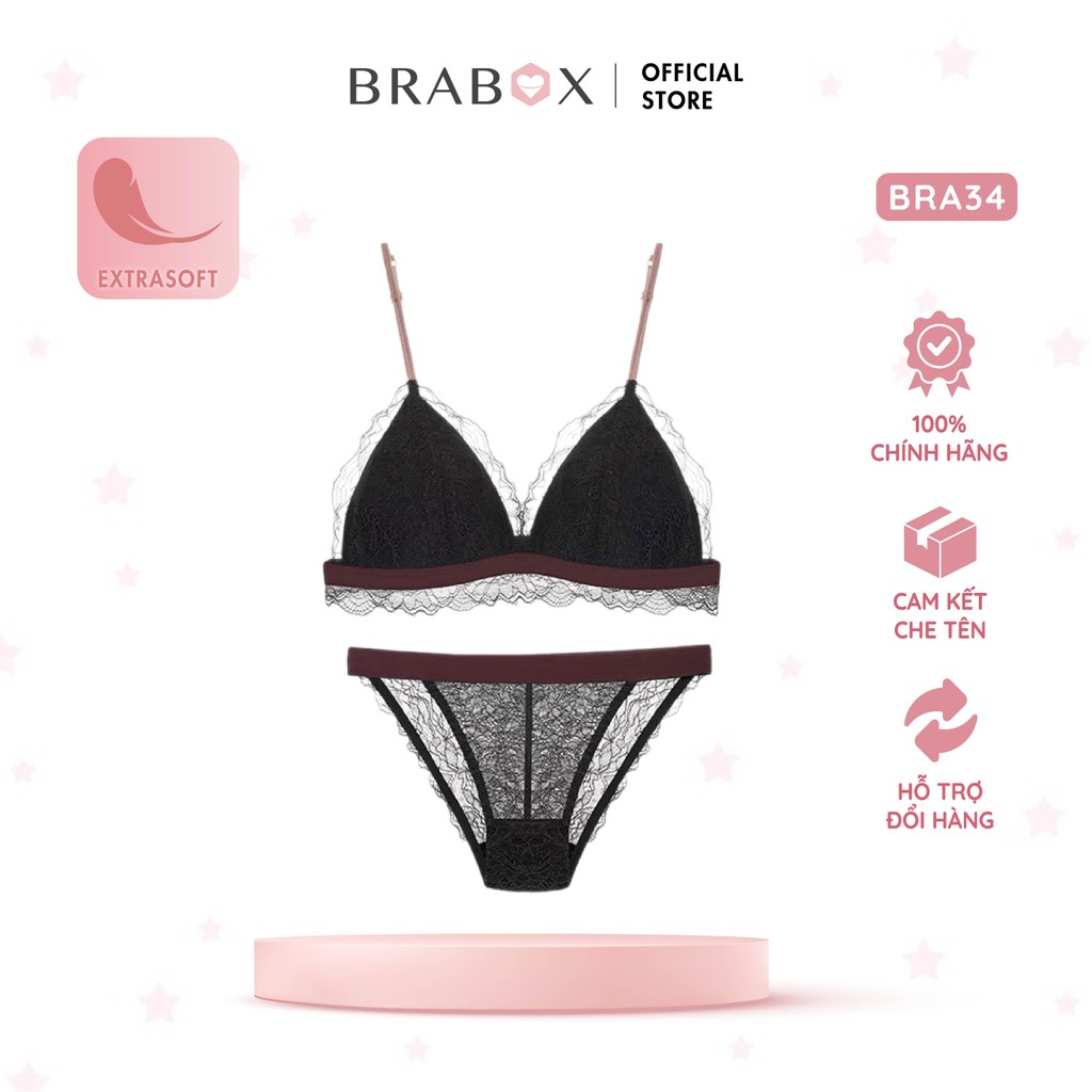 Áo lót nữ đệm mỏng, áo ngực ren mút liền thông hơi BRA34 BRABOX