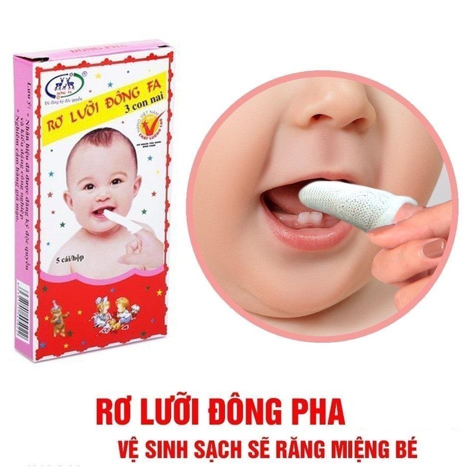 Rơ lưỡi Đong Pha, vệ sinh răng nướu cho bé
