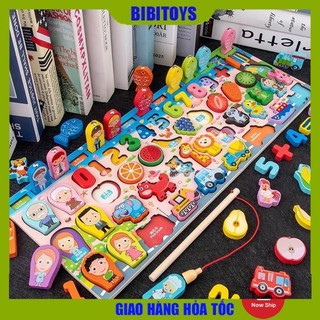 Bảng số, chữ, hình, câu cá nhiều dòng - bảng số gỗ thông minh đa năng chọn mẫu cho bé