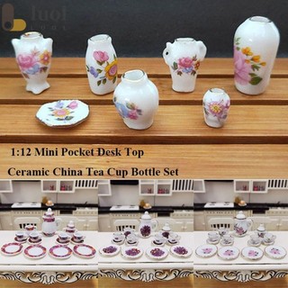 Cốc trà LUOL Trung Quốc, Phụ kiện nhà búp bê Mini 6 kiểu, Bộ trà bỏ túi bằng gốm cho búp bê BJD 1 / 6 / cho búp bê 11,5 "/ cho búp bê Blythe