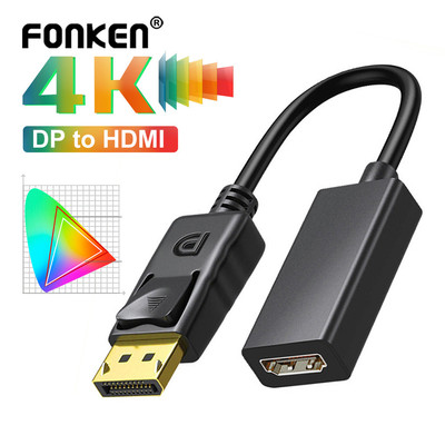 Fonken DP Sang HDMI Adapter DisplayPort Sang HDMI Cáp Chuyển Đổi 4K 30HZ DP Sang HDTV Cáp Chuyển Đổi