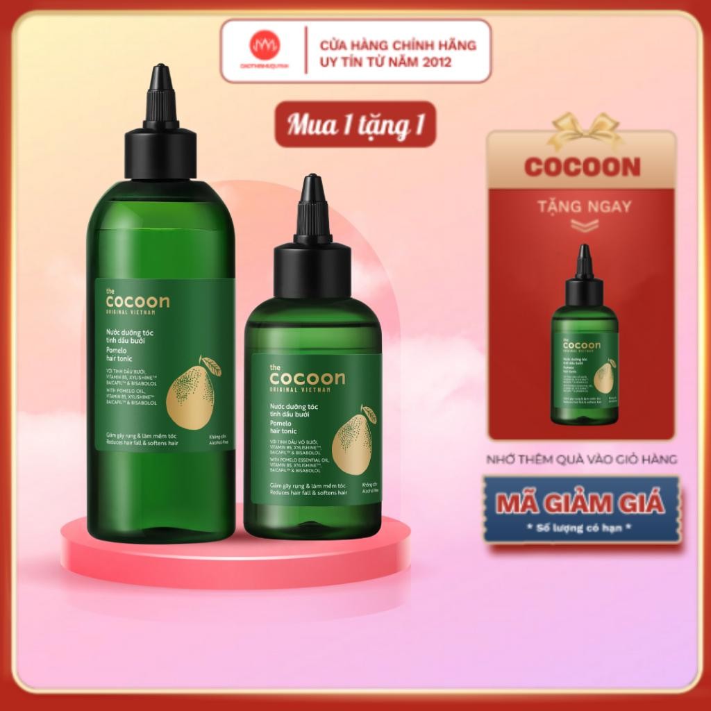 Nước dưỡng tóc bưởi Cocoon Pomelo Hair Tonic tinh dầu bưởi giảm gãy rụng và làm mềm tóc 140ml- 310ml