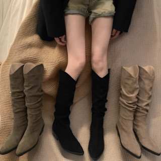 Bốt thời trang cao cổ da lộn mùa đông PU Hàn Quốc co giãn thoáng khí tay áo giữ ấm chống trơn trượt thanh niên thích hợp bốt cao tay nữ xưởng giá sỉ