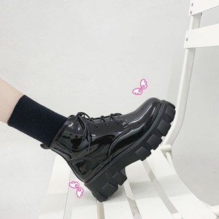  Giày nữ bốt ulzzang cổ cao 5 phân da bóng da lì cao cấp phong cách Hàn Quốc tiểu thư xinh xắn GT020 - Shoes Sneaker 