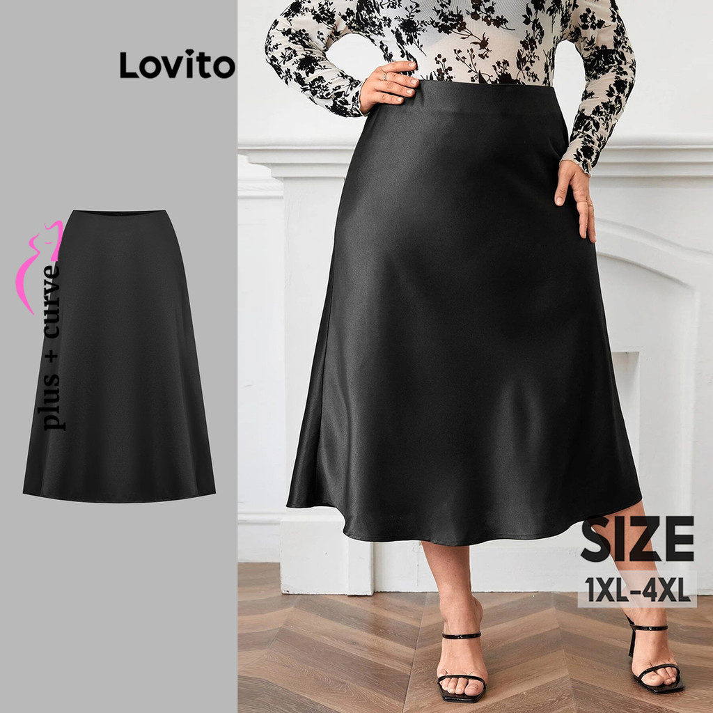 Lovito Váy suông cơ bản thanh lịch cỡ lớn cho nữ LBL17755
