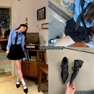 Giày Cao Gót Nữ Mũi Nhọn Phối Quai Ngang Đế Vuông 4cm Chất Da Cao Cấp 2 Lớp Dày Dặn Hàng Chuẩn QC SDTQ22 Dahe Corner