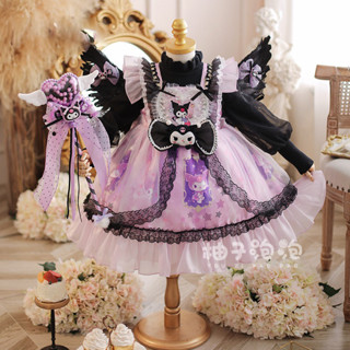  Allen 's House 25 Sản Phẩm Mới Tóc Thẳng Bé Gái Lông Cừu-Fleece Kuromi Công Chúa Thu Đông Đầm Trẻ Em Halloween Đầm lolita lolita 
