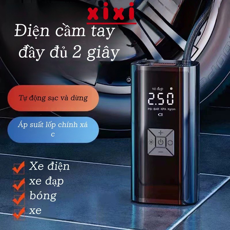 Bơm ô tô công nghệ Đức, bơm hơi xe máy, bơm hơi, xe đạp tự động chuyển mạch có đèn ngủ bảo hành 6 tháng