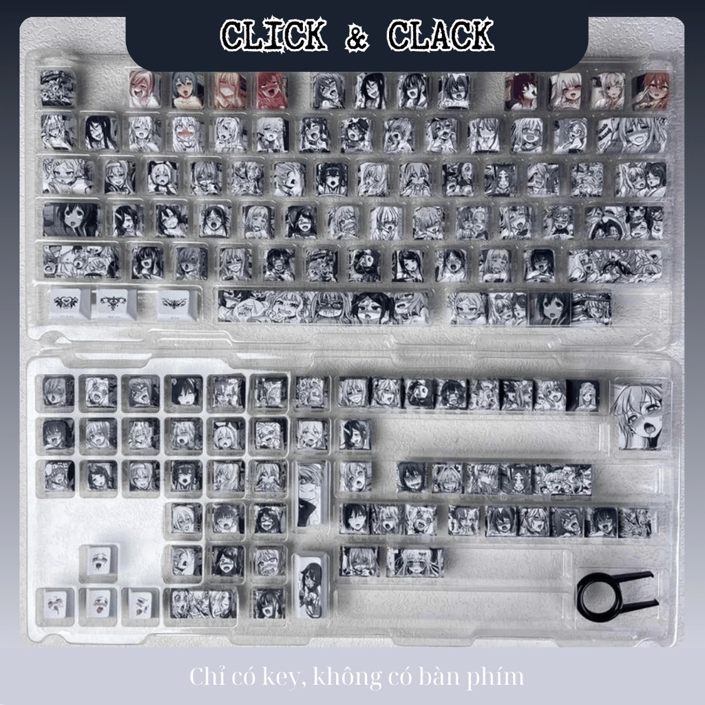 Keycap Anime Nhật Bản Style Ahegao xuyên led Side Print mạch xuôi - Cherry Profile - PBT doubleshot 135 Phím | BigBuy360 - bigbuy360.vn