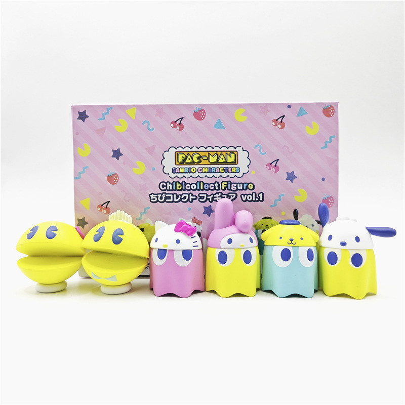 6 Cái / bộ 4-5cm Trò Chơi Pac-Man Nhân Vật My Melody Hello Kitty Pom Purin Pochacco Pacman Q Phiên B