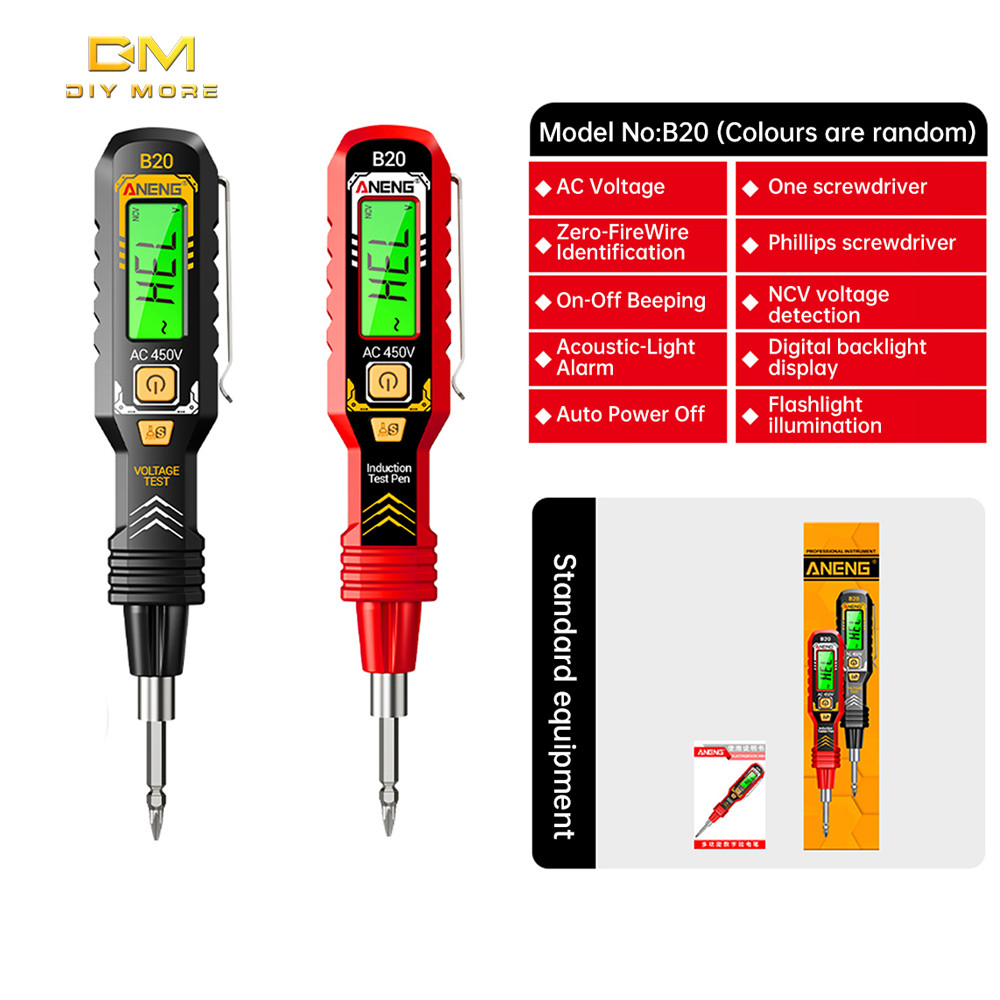 Bút đo điện áp có độ chính xác cao mới DIYMORE B20 với màn hình kỹ thuật số điểm dừng phát hiện đa chức năng và bút kiểm tra cảm ứng điện
