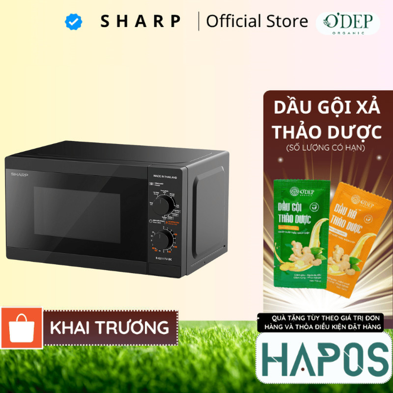 Lò vi sóng cơ có nướng Sharp R-G211TV-SL/BK 21 lít Chính hãng, Công Suất 800W, 3 Chức năng kết hợp -