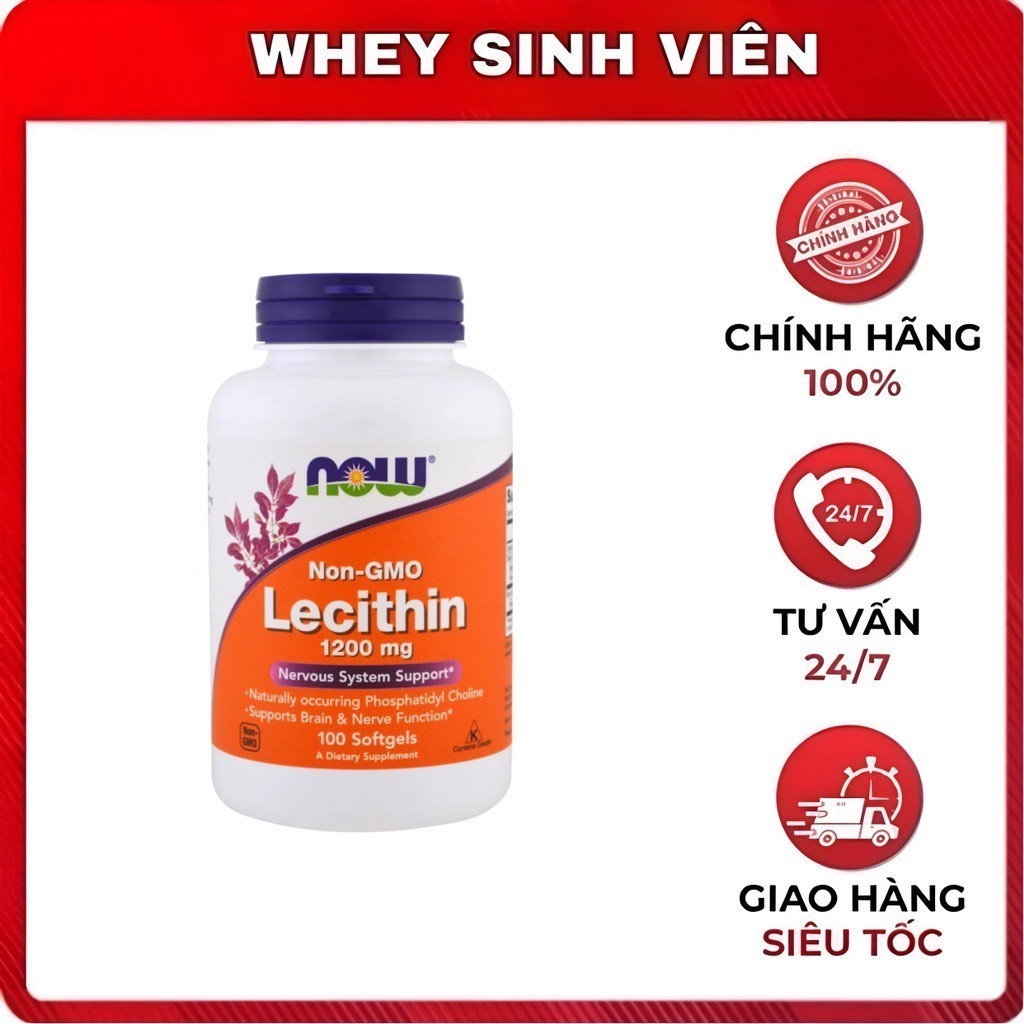 Viên uống hỗ trợ sức khỏe NOW Sunflower Lecithin 1200mg (100 viên) tại Whey Sinh Viên Hải Phòng