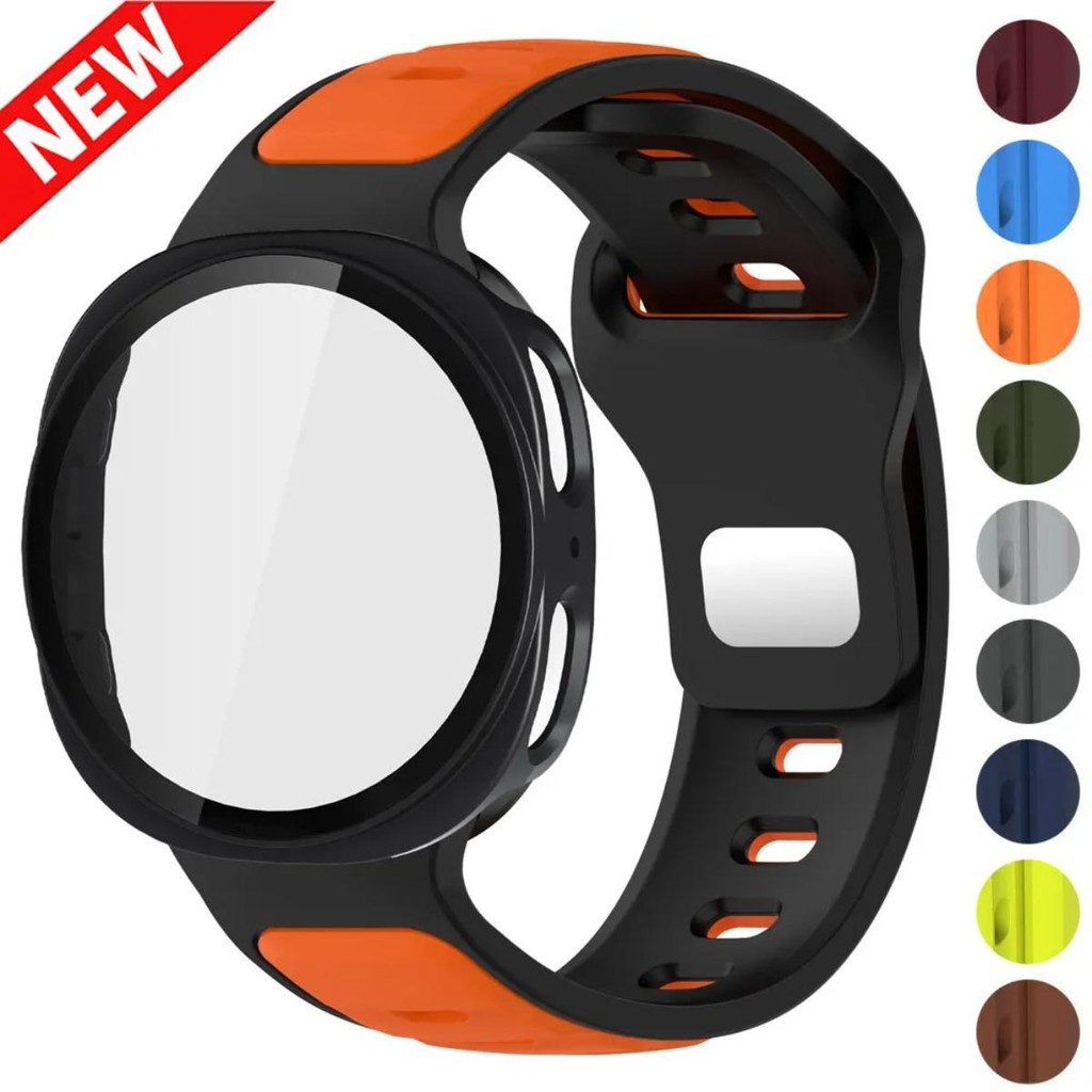 Vỏ kính cường lực + Dây đeo cho Samsung Galaxy Watch 8 40 44mm Dây đeo silicon bảo vệ cho Galaxy Wat