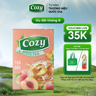 Trà Đào Cozy Ice Tea, Trà Đen Vị Đào Hoà Tan Thức Uống Giải Khát Thanh Nhiệt, Làm Thạch, Rau Câu (16 gói x 15gr)
