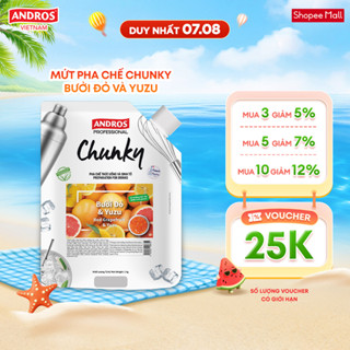 Mứt Pha Chế Bưởi đỏ & Yuzu - Có miếng trái cây thật - Nguyên liệu pha chế -  ANDROS CHUNKY - 1kg