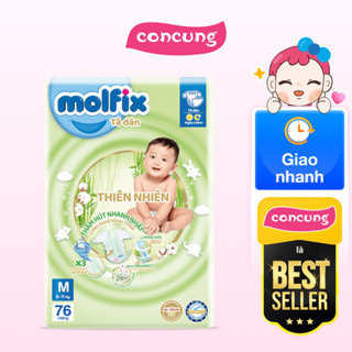 Bỉm tã dán Molfix Thiên Nhiên (M, 6-11kg, 76 miếng) (giao bao bì ngẫu nhiên) - concung