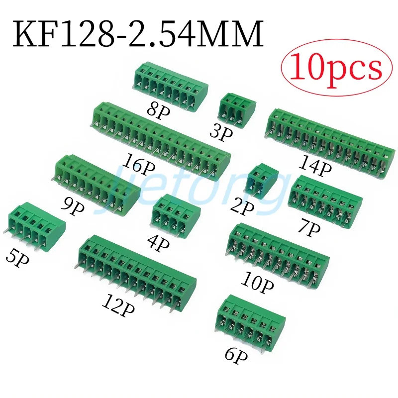 5 chiếc KF128 2.54mm 0.1 "Pitch PCB Vít Thiết Bị Đầu Cuối Khối Kết Nối 2P 3P 4P 5P 6P 7P 8P 10P 12P 