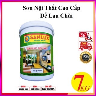  7kg Sơn nước nội thất SANLUX Dễ Lau Chùi cao cấp nhiều màu thay thế giấy dán tường vẽ decor phòng 