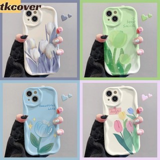 Tranh Sơn Dầu 3D Giảm Hoa Tulip Ốp Lưng Cho Redmi Note 13 12 11 10 9 8 Pro 12S 11S 10S 9S Vồng Cong Cạnh Mềm Hoa Bao