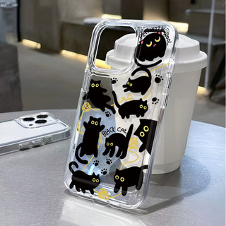 Ốp lưng không gian trong suốt cho iphone 15promax 14 11 13 12 7Plus X XS Max 8 7 toàn màn hình mèo đen Vỏ chống sốc