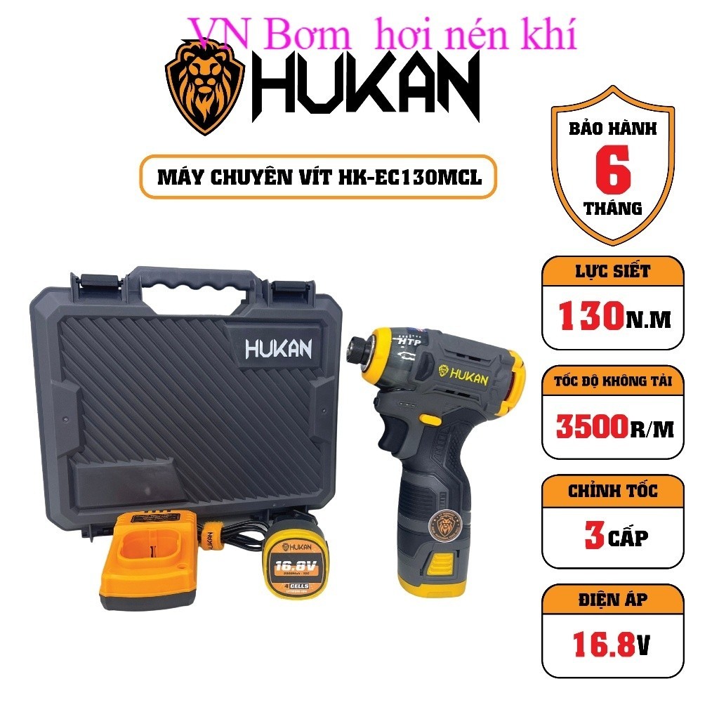 HUKAN Máy Chuyên Vít HK-EC130MCL- Lực Siết 130N.m Chỉnh Tốc 3 Cấp VN bơm hơi nén khí