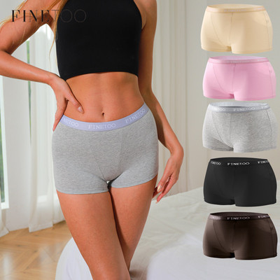 Finetoo Quần Cotton Cho Nữ Eo Cao Quần Lót Boxer Thoải Mái Quần Đùi Nữ Lót