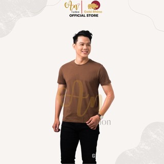 Áo Phông T-Shirt Unisex Màu NÂU 100% Cotton, Thoáng Mát, Khàng Khuẩn, Nhẹ-Gold Rhino
