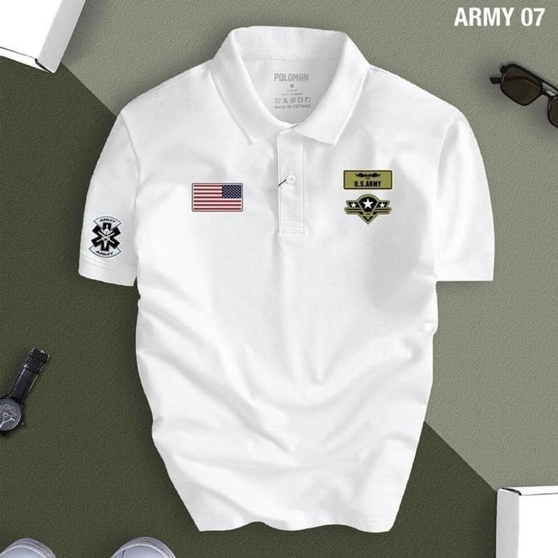 Áo thun POLO ARMY 09 AMERICAN cổ bẻ BASIC CVC vải cá sấu sang trọng, lịch lãm, thoáng mát  vonesa  c