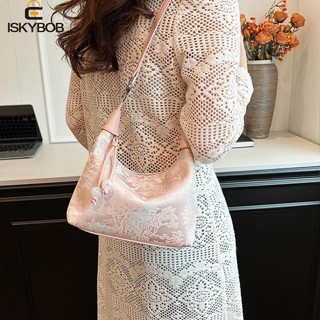  ISKYBO xách phong cách Trung Quốc FUJIZOU Ví nhựa thêu vải Túi đeo chéo có dây kéo sang trọng có thể điều chỉnh Túi sườn xám Quà tặng 