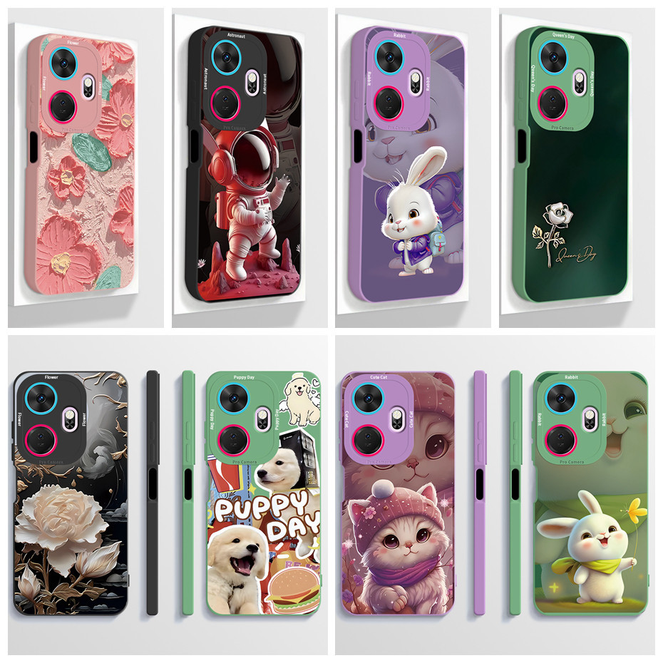 Ốp Lưng Cho Itel P55 Plus P55 + P 55 4G Ốp Điện Thoại Hoạt Hình Thẩm Mỹ Phi Hành Gia Full Matte TPU 