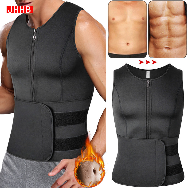 Jhhb Xông Hơi Mồ Hôi Nam Nén Vest Body Shaper Kiểm Soát Bụng Eo Huấn Luyện Giảm Béo Nóng Nhiệt Giảm Cân