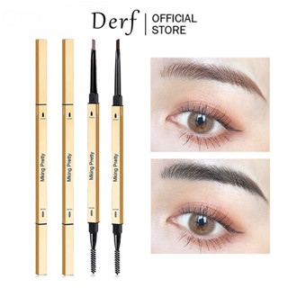 Bút chì kẻ mày Màu nâu sẫm Tự động xoay 2 trong 1 Lông mày có thể tái sử dụng Trang điểm mắt chống nước