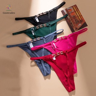  Gootrades Lót Nhẫn Kim Loại Thắt Lưng Chữ Mỏng Dây Đeo Kim Cương Giả Thông Quần Đùi Liền Mạch Đơn Giản Eo Thấp Quần Lót Nữ Nữ 