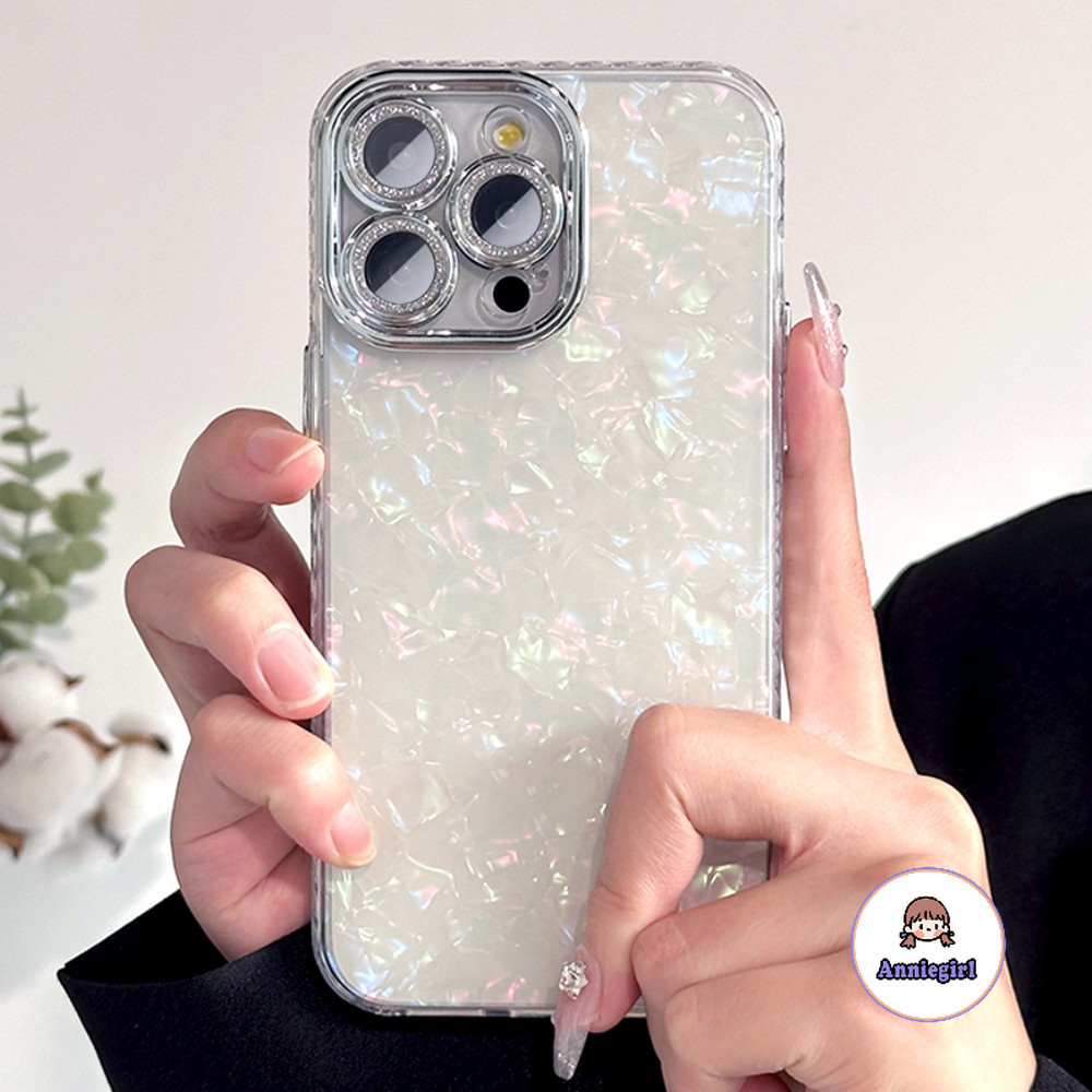 Ốp Điện Thoại Họa Tiết Vỏ Laser Sang Trọng Cho IPhone 11 14 15 Pro Max 15plus 12 13 Promax Khung Ống Kính Kim Cương Chống Rơi Ốp lưng