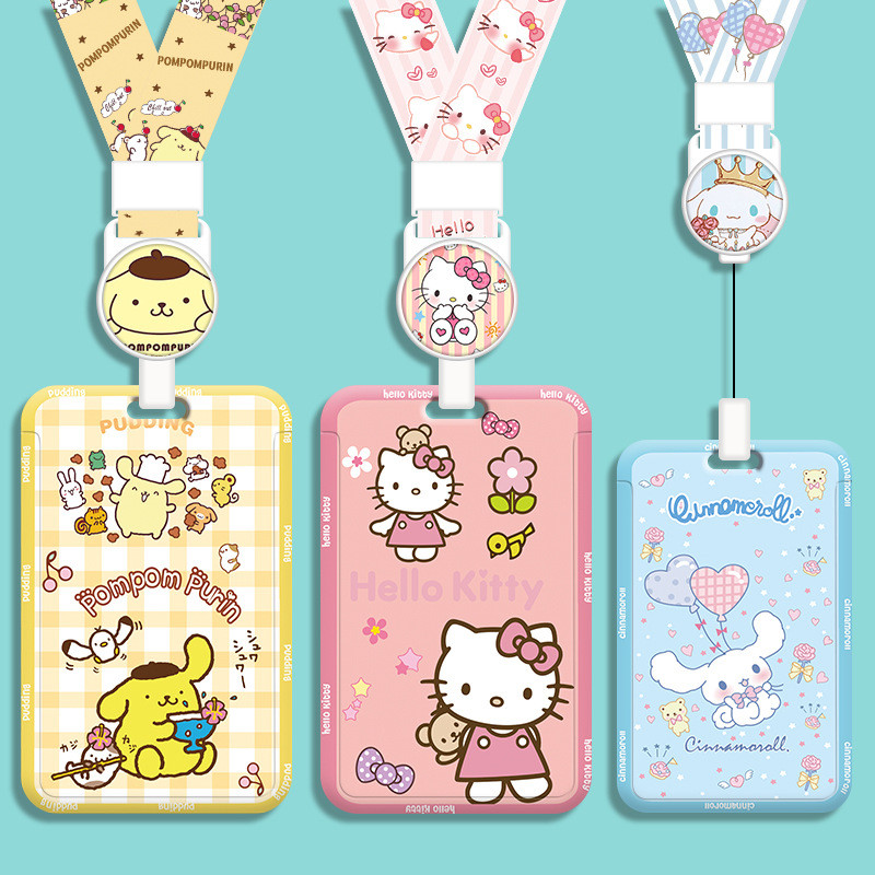 Phim hoạt hình Sanrio dây buộc thẻ Dễ thương Kuromi Mymelody Hộp đựng thẻ ID đa chức năng Thẻ xe buýt Truy cập